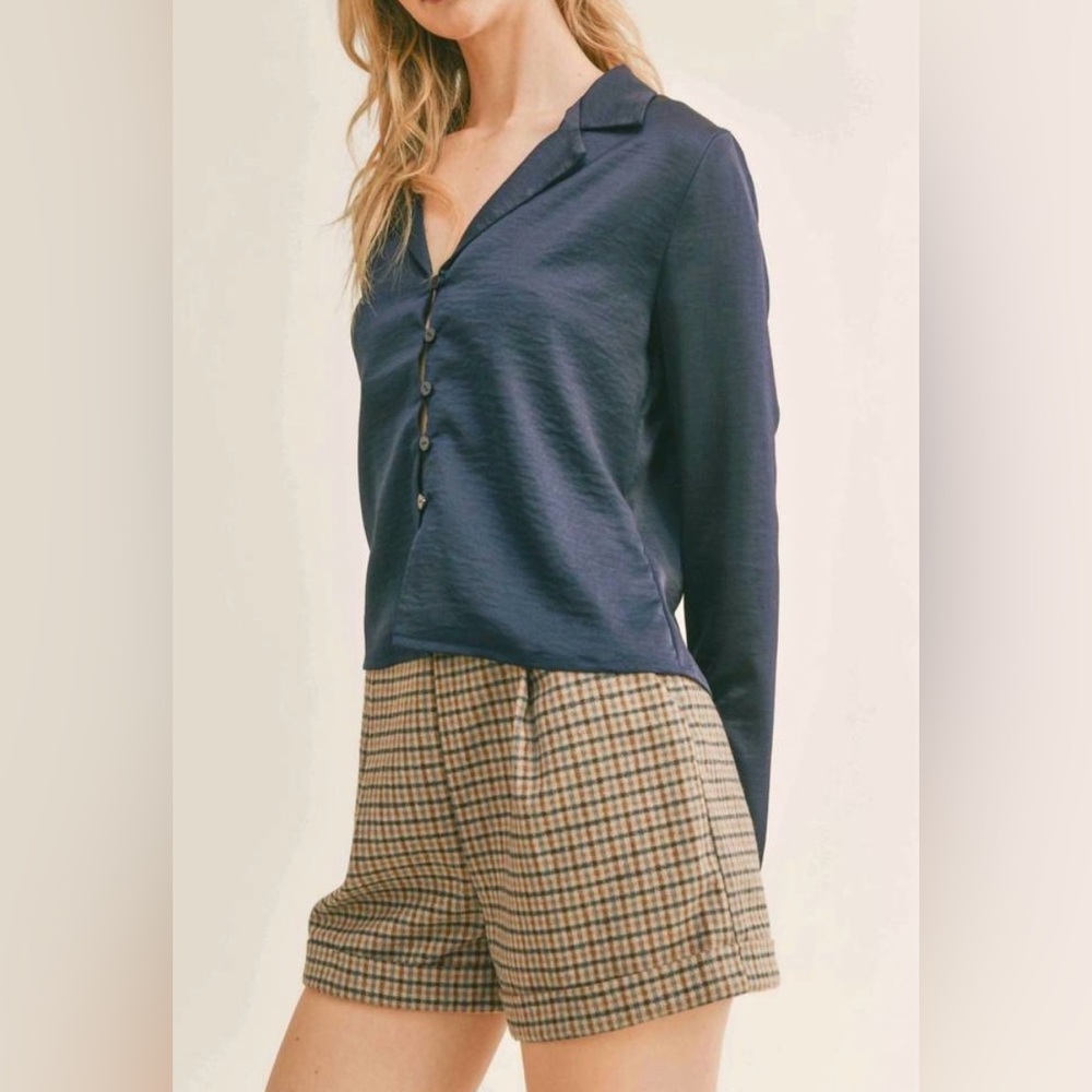 Sage the label Midnight Blue Women's Button-Down Shirt blouse